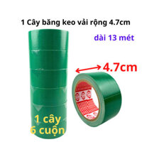 SKU197 - Băng keo vải màu xanh lá, rộng 4.7cm, dài 13 mét, lõi giấy 3mm - 1 cây có 6 cuộn - STBK