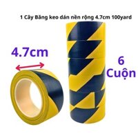 SKU339 - Băng keo dán nền 2 màu vàng đen, băng dính dán sàn rộng 4.7cm, dài 33 mét, 1 cây gồm 6 cuộn - STBK