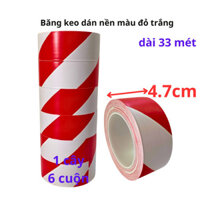 SKU392 - Băng keo dán nền màu đỏ trắng, băng dính dán sàn rộng 4.7cm, dài 33 mét, 1 cây gồm 6 cuộn - STBK