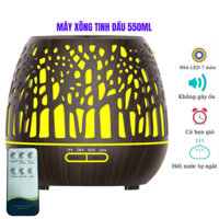 SKU571 - Máy xông tinh dầu kèm loa Bluetooth, máy phun tinh dầu hình lòng đèn 550ml kèm remote, led 7 màu - STBK