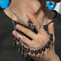 Skull Cross Dark Punk Retro Gothic Âu Mỹ Vòng cổ áo len đôi