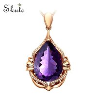 ❤Skute Mặt Dây Chuyền Đá Thạch Anh Tím Lấp Đầy Zircons Đá Quý Thạch Charm Hoa Hồng Mạ Vàng Phụ Kiện Vòng Cổ dành cho Nữ (Mặt Dây Chuyền Chỉ) LazadaMall