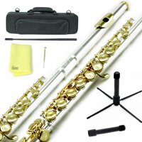 Sky C Flute with Lightweight Case, Cleaning Rod, Cloth, Joint Grease and Screw Driver - Silver/Gold Closed Hole