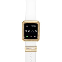 SKYB Deco Halo Apple Watch Case with NYC Watch Band Charms and Silicone Sports Band Set - 18K Yellow Gold Plated with Cubic Zirconia for 42mm Apple...