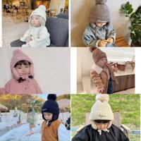 SL - Mũ len cục bông bịt tai(2-5Y)