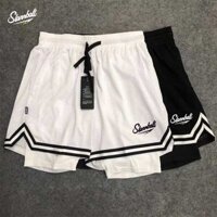 Slamball Mỹ Giả Hai Mảnh Ba Điểm Dài Đầu Gối Quần Short Bóng Rổ Huấn Luyện Bắn Súng Quần Thể Thao Khô Nhanh Đen Trắng Mùa Hè