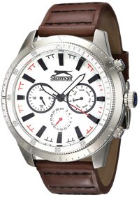 Slazenger Brown Leather Strap Japanese Quartz Movement and Multifunction Dial Analog Watch for Men