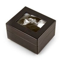 Sleek and Modern 4.5 X 3.5 Photo Frame Musical Jewelry Box - Many Songs to Choose - French Can Can Swiss
