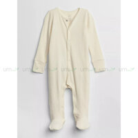 Sleepsuit cho bé trai sơ sinh - 9m GP cotton organic dài tay màu kem Body liền tất newborn xuất dư cho bé Body sleep