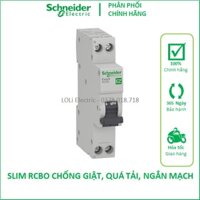 SLIM RCBO CB CHỐNG GIẬT RÒ 2P TÉP 1 PHA 2 CỰC 30mA 4.5kA át Áp Tô mát aptomat atomat 10A 16A 20A 25A 32A 40A SCHNEIDER