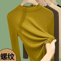 Slimer Look Ren Tính Khí Thời Trang Áo Thun Size Lớn Phong Cách Phương Tây Áo Len Nữ Dệt Kim