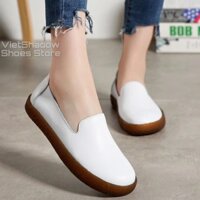 Slip on da nữ - Giày lười da nữ kiểu búp bê - Chất liệu da bò, đế kếp 2 màu (đen) và (be) - Mã SP 201