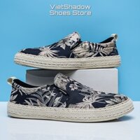 Slip on - Giày lười vải nam - Chất liệu lụa tơ tằm, bo viền vải gai nổi bật cá tính - Mã SP E008