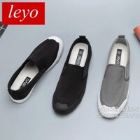 Slip on nam LEYO - Giày lười vải nam - Vải polyester 3 màu đen full, đen đế trắng và xám  - Mã SP A1109 vip