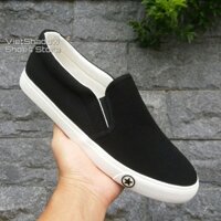 Slip on nam nữ - Giày lười vải "little star" - Vải thô 3 màu đen, trắng và xanh navy - Mã A511