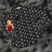 SLP - ÁO SƠ MI NAM NỮ TAY DÀI VISCOSE SAINT LAUREN, ĐEN IN HỌA TIẾT THỔ CẨM, ĐỦ TAGS, CAO CẤP, MENSWEAR WOMENSWEAR SHIRT
