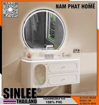 SLT837K-8048 -  LAVABO TỦ SINLEE, NHỰA PVC CHỐNG THẤM, MÀU KEM,  GƯƠNG LED SL7374 - 80cm THANH LÝ MẪU