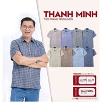 (SM ĐŨI COTTON CARO) Áo Sm trung niên form rộng Tomen vải đũi cotton họa tiết, mềm mịn, không nhăn.