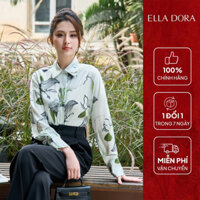 SM90 Sơ Mi Lụa Hoa ELLA DORA, Áo Dáng Suông Nhẹ Lụa Nhật, Xanh/Hồng Thanh Lịch