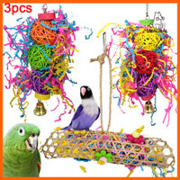 Smalibal  3 Chiếc Thú Cưng Chim Vẹt Chuông Mây Bóng Treo Leo Lồng Cắn Nhai Răng Hàm Đồ Chơi