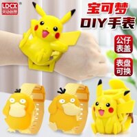 Smart Poke é mon 's Pikachu DIY Watch Boys Onl Smart Creative Pokémon Children Pikachu DIY Watch Boy Only Watch Time Phiên bản chính hãng Có thể tiếp cận Duck Đồng hồ điện tử 12.26