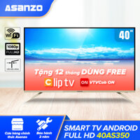 Smart Tivi 40 inch Full HD Asanzo 40AS350 Miễn Phí 2 Tháng VTVcab ON VIP Miễn Phí 12 Tháng ClipTV (Android Tivi 8.0 Tích Hợp Tính Năng Tìm Kiếm Bằng Giọng Nói Picture Wizard  II) (New 2020) Bảo Hành 2 Năm