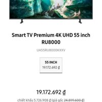 Smart tivi 4K UHD 55RU8000 mới 100%. Mẫu mới nhất sx  2019
