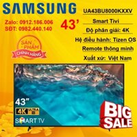 Smart Tivi Crystal Samsung UHD 4K 43 inch UA43BU8000KXXV