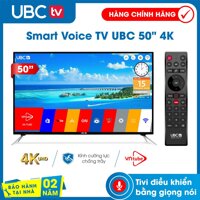 Smart tivi UBC 4K 50 inch Android tùy biến UX 8.1 tìm kiếm giọng nói (voice search) tính năng bảo vệ trẻ em (mới) remote 2 in 1 kèm tính năng chuột bay tiện dụng Model U50V700 màn hình kính cường lực Bảo Hành 2 năm tận nhà [bonus]