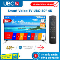 Smart tivi UBC 4K 50 inch Android tùy biến UX 8.1 tìm kiếm giọng nói (voice search) remote 2 in 1 kèm tính năng chuột bay tiện dụng Model U50V700 màn hình kính cường lực Bảo Hành 2 năm tận nhà