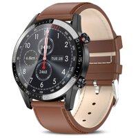 Smart Watch for Android iOS Phone Smartwatch with Heart Rate Sleep Tracker,IP68 Waterproof Smart Watch for Men (Bown Leather)