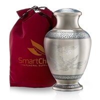 SmartChoice Wings of Freedom Cremation Urn for Human Ashes – Handcrafted Funeral Memorial Urn with Dove Motif in Elegant (Adult)