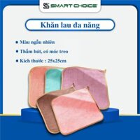 [SmartChoice]Khăn tay lau bếp treo tường, Khăn lau tay lau bát nhà bếp đa năng có móc treo siêu mềm thấm hút tốt 25x25