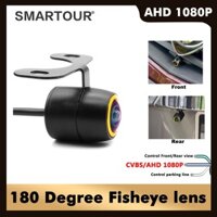 Smartour AHD 180 Độ Vàng Mắt Cá Ống Kính Tầm Nhìn Ban Đêm 1080P AHD Xe Phía Sau Camera Dự Phòng Ngược Cho Android DVD