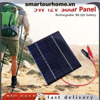 [Smartourhome.vn] Pin năng lượng mặt trời 5W 12V có cáp kẹp Bộ sạc bảng điều khiển năng lượng mặt trời để sạc pin 9-12V