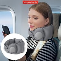 Smartsimple Cổ Nén Bơm Hơi Hình Chữ U Gối Di Động Cổ Nhỏ Gọn Dễ Dàng Bảo Quản Du Lịch Gối Bơm Hơi F8I7