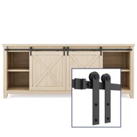 SMARTSTANDARD 6.6FT Super Mini Double Door Cabinet Sliding Barn Door Hardware Kit -Smoothly and Quietly -for TV Stand, Closet, Window -Fit 20"-...