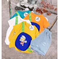 (SMB1) Bộ đồ cho bé, size 8-23kg 1-7 tuổi, áo thun bé trai phong cách Hàn Quốc, quần jean co giãn mềm mịn
