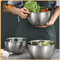 Smbcgdm Bát phục vụ có thể xếp chồng lên nhau Nhà bếp Bát Salad thiết yếu Bát Salad bằng thép không gỉ cao cấp có đánh dấu tỷ lệ Bpa Free Dễ dàng làm sạch Máy rửa chén Bát trộn an toàn cho Đông Nam