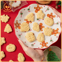 Smbcgdm Dụng cụ làm bánh lễ hội Dụng cụ cắt bánh quy cổ điển Lễ hội Giáng sinh Khuôn ép bánh quy Bộ khuôn ông già Noel dễ thương Người tuyết Hình dạng Dụng cụ làm bánh cho kỳ nghỉ Đồ ăn Bpa-free 8 chiếc