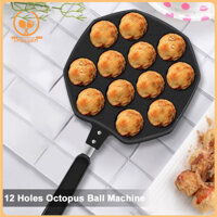 Smbcgdm Máy làm bóng tráng miệng Thiết kế gang truyền thống Chảo nướng Takoyaki 12 lỗ Chảo nướng bóng bạch tuộc chống dính Khay nướng bánh cho quả bóng mực Đông Nam Á được yêu thích