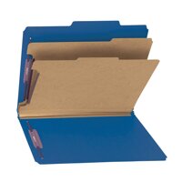 Smead PressGuard Classification File Folder with SafeSHIELD Fasteners, 2 Dividers, 2" Expansion, Letter Size, Dark Blue, 10 per Box (14200)