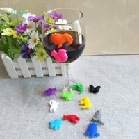 [Smile *] Bộ bút đánh dấu thủy tinh rượu vang 24 động vật mặt đất biển bằng silicon uống thủy tinh quyến rũ Thẻ nhận dạng cốc thí nghiệm