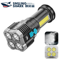 Smile Shark 863 Đèn Pin Siêu Sáng 4 * LED USB Sạc Đèn Pin 4 Chế Độ Với COB Đèn Bên Chống Thấm Nước Cắm Trại Ngoài Trời Câu Cá Chiếu Sáng