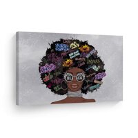 SmileArtDesign Portrait of Afro African American Women Colorful Pop Art Paint Canvas Wall Art Print Wall Decor Black Sunglasses African Art Home De...
