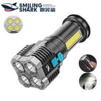 SmilingShark 863 Đèn pin siêu sáng Đèn LED 4 * mạnh mẽ với đèn pha COB 4 chế độ USB có thể sạc lại với đèn báo pin Chống nước cho công việc đi bộ đường dài cắm trại