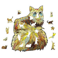 S/M/L Unique Shape Wooden Cute Cat Puzzle Toy Jigsaw Pieces Smooth And Waterproof Puzzle Art Toys Gifts for Family Game