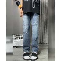 SMOKE GRAY V2 Quần Jean Nam Dáng Baggy Ống Suông Wash Xám Chuột Màu Level Shop Chất Vải Dày Dặn