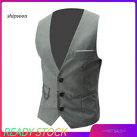 Sn Thời Trang Nam Màu Trơn Cổ Chữ V Không Tay Nút Bỏ Túi Blazer Phù Hợp Với Áo Khoác