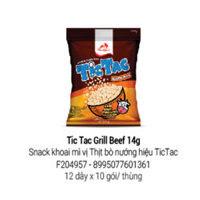 Snack khoai mì vị thịt bò nướng Tic Tac Grill Beef 14g